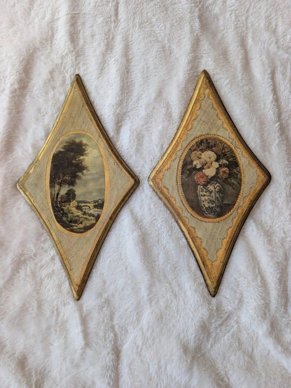Vintage Italian Florentine Wooden Plaques (set of 2)